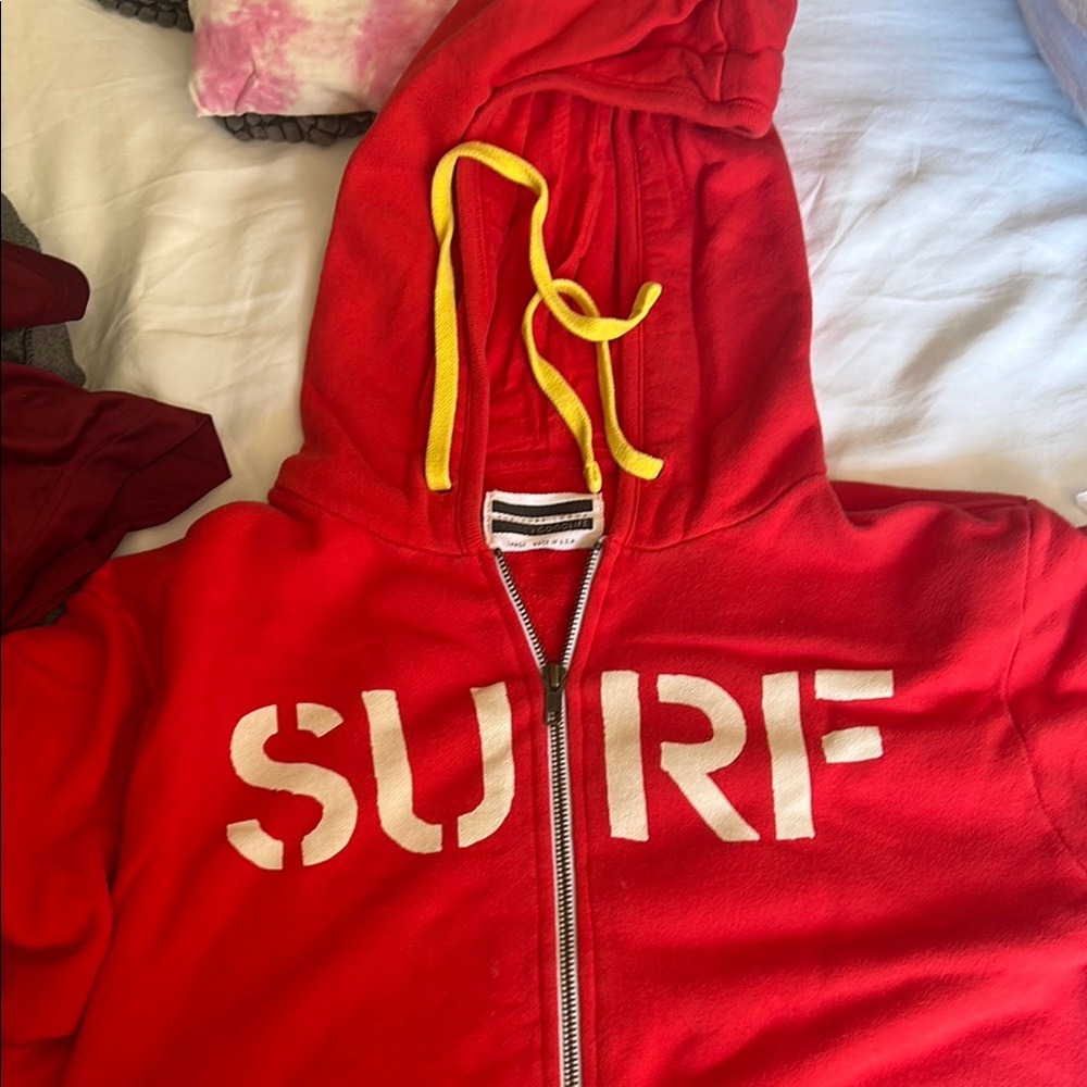 Red The Surf Lodge Montauk Zip Up Hoodie